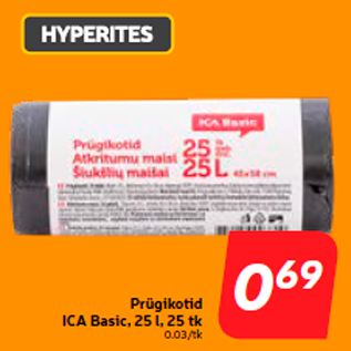 Скидка - Мешки для мусора ICA Basic, 25 л, 25 шт.