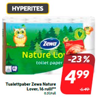 Allahindlus - Tualettpaber Zewa Nature Lover, 16 rulli**