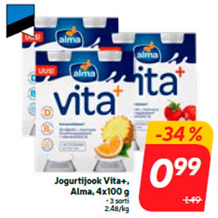 Allahindlus - Jogurtijook Vita+, Alma, 4x100 g