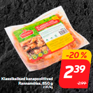 Allahindlus - Klassikalised kanapooltiivad Rannamõisa, 850 g