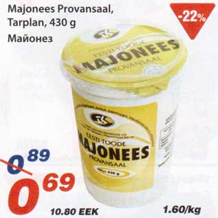 Allahindlus - Majonees Provansaal, Tarplan