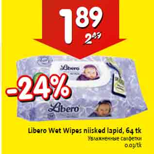 Allahindlus - Libero Wet Wipes niisked lapid