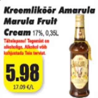 Скидка - Крем-ликер Amarula Marula Fruit Cream 17%, 0 35л
