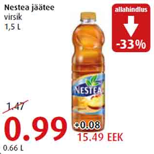 Allahindlus - Nestea jäätee virsik 1,5 L