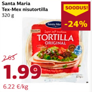 Allahindlus - Santa Maria Tex-Mex nisutortilla 320 g