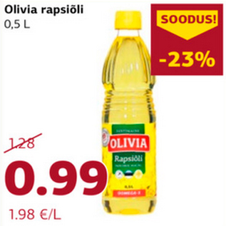 Allahindlus - Olivia rapsiõli 0,5 L