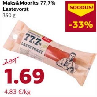 Allahindlus - Maks&Moorits 77,7% Lastevorst 350 g