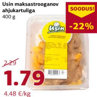 Allahindlus - Usin maksastrooganov ahjukartuliga 400 g