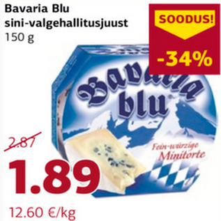 Allahindlus - Bavaria Blu sini-valgehallitusjuust 150 g