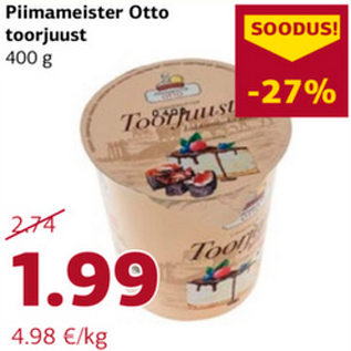 Allahindlus - Piimameister Otto toorjuust 400 g