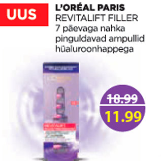 Allahindlus - L´OREALL PARIS REWITALIFT FILLER 7 päevaga nahka pinguldavad ampullid hüaluroonhappega