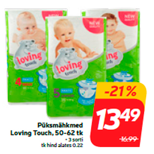 Allahindlus - Püksmähkmed Loving Touch, 50-62 tk