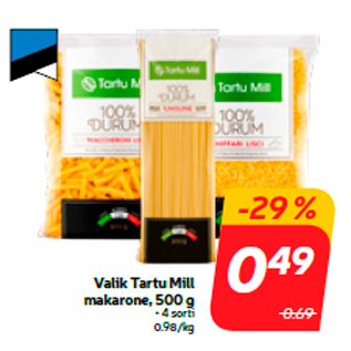 Allahindlus - Valik Tartu Mill makarone, 500 g