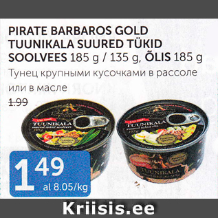 Allahindlus - PIRATE BARBEROS GOLD TUUNIKALA SUURED TÜKID SOOLVEES 184 g / 135 g, ÕLIS 185 g