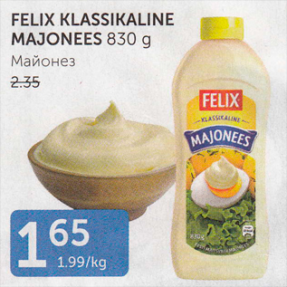 Allahindlus - FELIX KLASSIKALINE MAJONEES 830 G