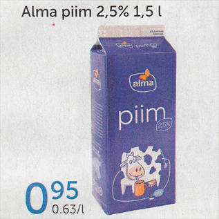 Скидка - МОЛОКО ALMA 2,5%, 1,5 л