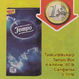 Allahindlus - Taskurätikukarp Tempo Box 4-kihiline, 80 tk