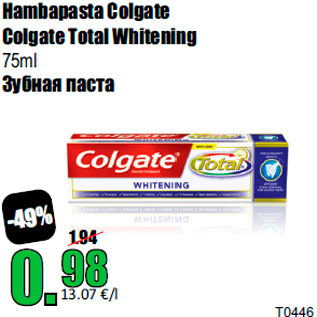 Allahindlus - Hambapasta Colgate Colgate Total Whitening 75ml