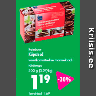 Allahindlus - Rainbow Küpsised vaarikamaitselise marmelaad täidisega 300 g