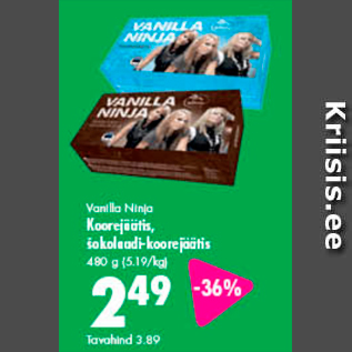 Allahindlus - Vanilla Ninja Koorejäätis, sokolaadi-koorejäätis 480 g