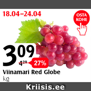 Allahindlus - Viinamari Red Globe kg