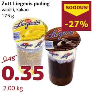 Allahindlus - Zott Liegeois puding vanilli, kakao 175 g