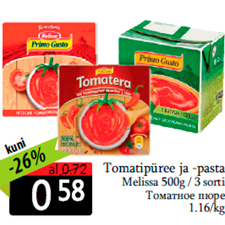 Allahindlus - Tomatipüree ja -pasta Melissa