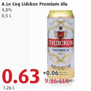 Allahindlus - A.Le Coq Lidskoe Premium õlu