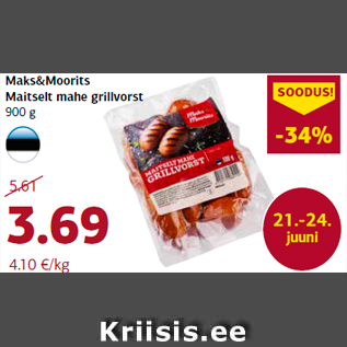 Allahindlus - Maks&Moorits Maitselt mahe grillvorst 900 g