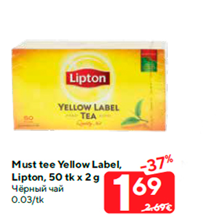 Allahindlus - Must tee Yellow Label, Lipton, 50 tk x 2 g
