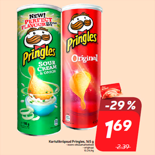 Скидка - Картофельные чипсы Pringles, 165 г