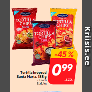 Allahindlus - Tortilla krõpsud Santa Maria, 185 g