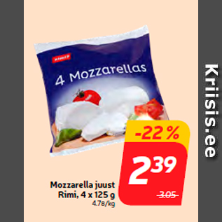 Allahindlus - Mozzarella juust Rimi, 4 x 125 g