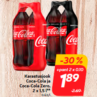 Allahindlus - Karastusjook Coca-Cola ja Coca-Cola Zero, 2 x 1,5 l**