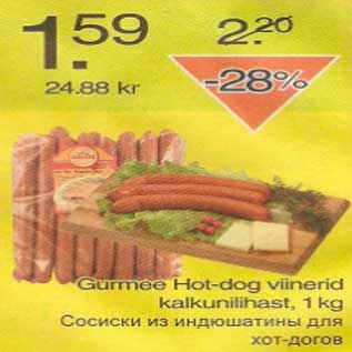 Скидка - Сосиски из индюшатины для хот-догов