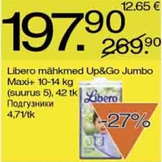 Allahindlus - Libero mähkmed Up&Go Jumbo Maxi+