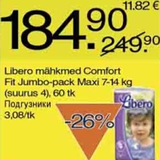 Allahindlus - Libero mähkmed Comfort Fit Jumbo-pack Maxi