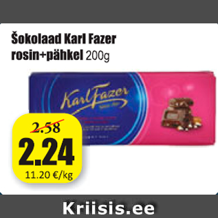 Allahindlus - Šokolaad Karl Fazer rosin+pähkel 200 g