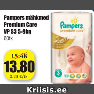 Allahindlus - Pampers mähkmed Premium Care VP S3 5-9 kg