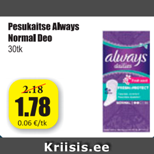 Allahindlus - Pesukaiste Alwaus Normal Deo 30 tk