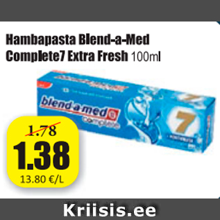 Allahindlus - Hambapasta Blend -a - Med Complete7 Extra Fresh 100 ml