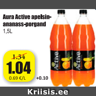 Allahindlus - Aura Active apelsin-ananass-porgand 1,5 l