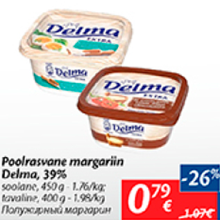 Allahindlus - Poolrasvane margariin Delma, 39%