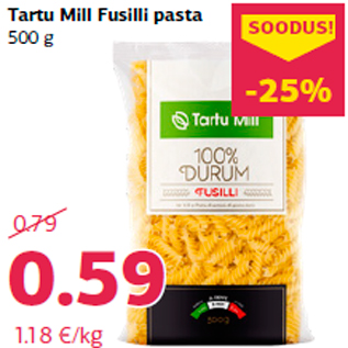 Скидка - Макаронные изделия Tartu Mill Fusilli, 500 г