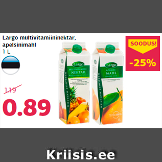 Allahindlus - Largo multivitamiininektar, apelsinimahl 1 L