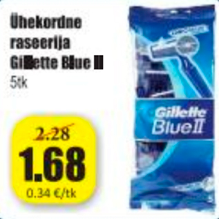 Allahindlus - Ühekordne raseerija Gillette Blue II 5 tk