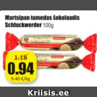 Allahindlus - Martsipan tumedas šokolaadis Schluckwerder 100 g