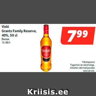 Allahindlus - Viski Grants Family Reserve