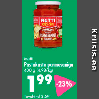 Allahindlus - Mutti Pastakaste parmesaniga 400 g