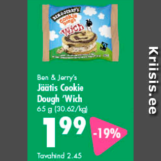 Allahindlus - Ben & Jerry´s Jäätis Cookie Dough Wich 65 g